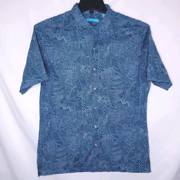Tori Richard Hawaiian Shirt Mens Medium Blue Paisley AOP - Picture 2 of 11